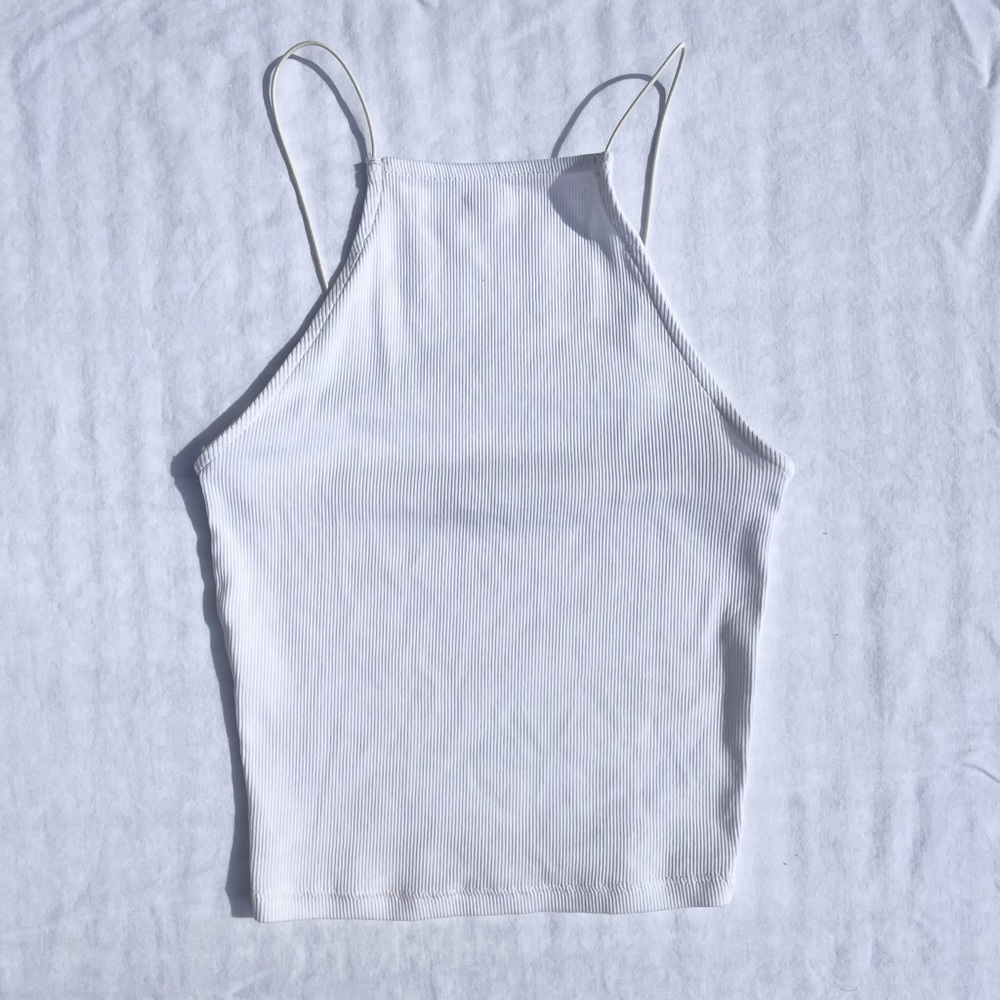 white zara halter neck high neck tank top small